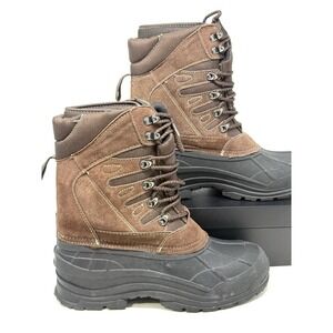 Itasca Mens Grand Forks Snow Winter Boots Brown Leather Lace Up Insulated Sz 8